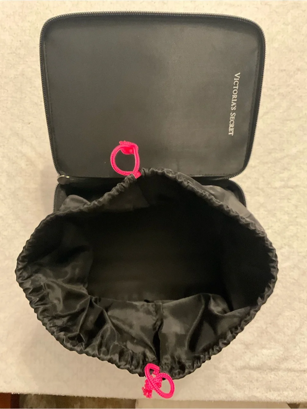 Victoria's Secret Pink & White Striped Cosmetic Case with Logo